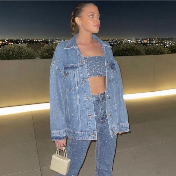 NWT Zara denim rhinestones crop top - Picture 16 of 16